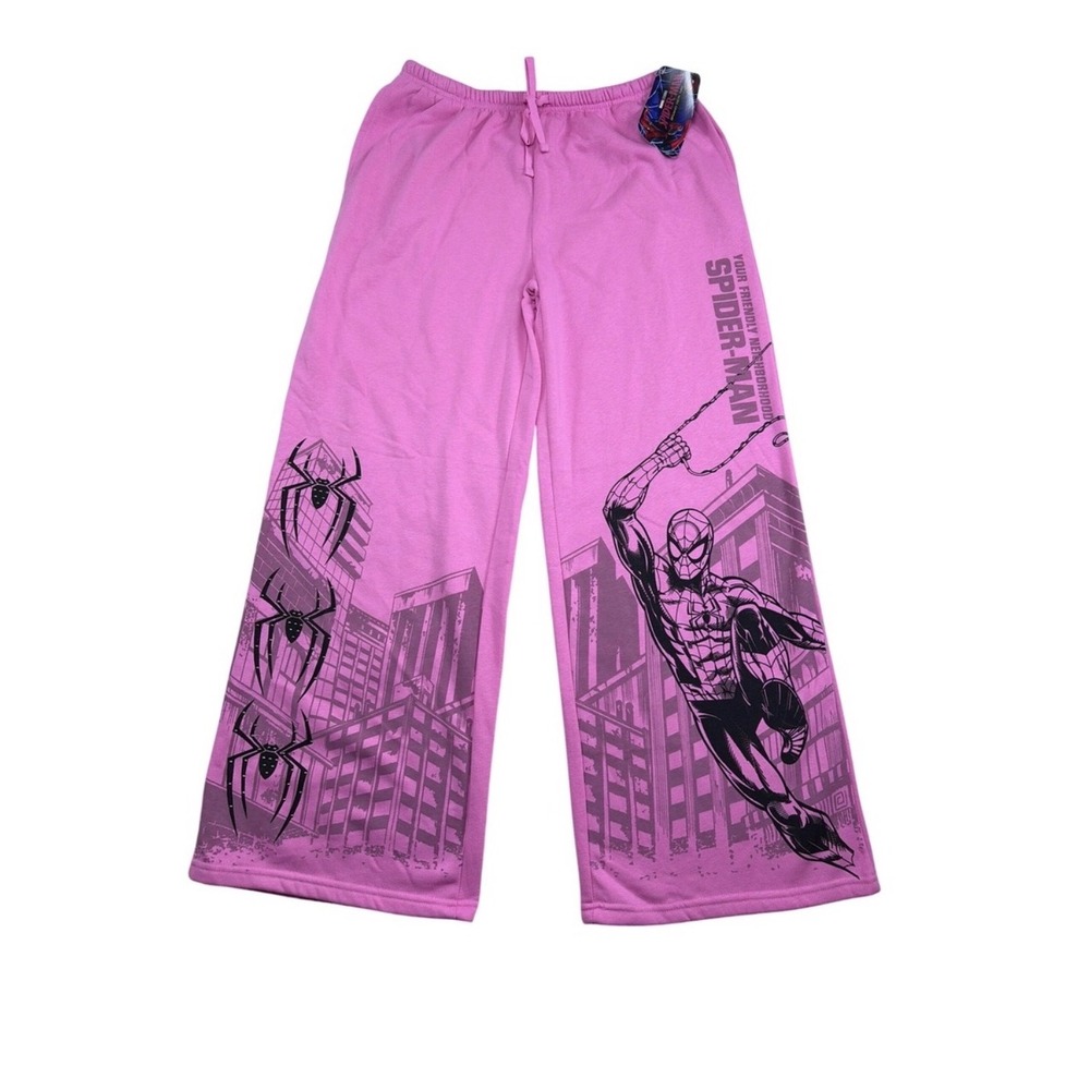 Marvel Spider-Man Isaac Morris Pink Graphic Lounge Pants Wide Leg NWT Small